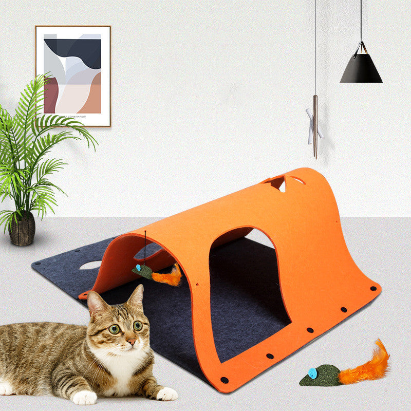 2-in-1 Cat Tunnel & Felt Nest House