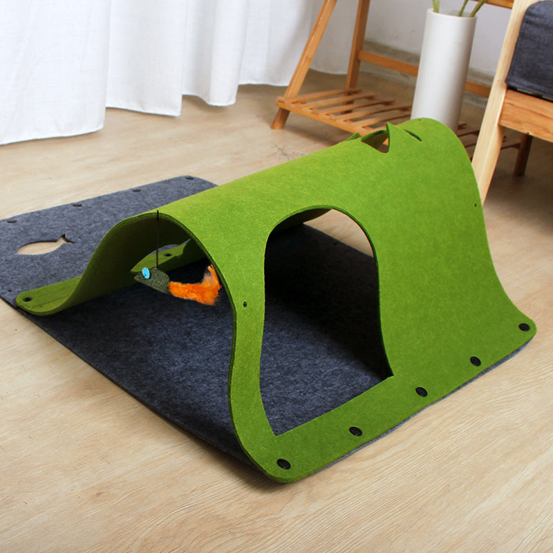 2-in-1 Cat Tunnel & Felt Nest House