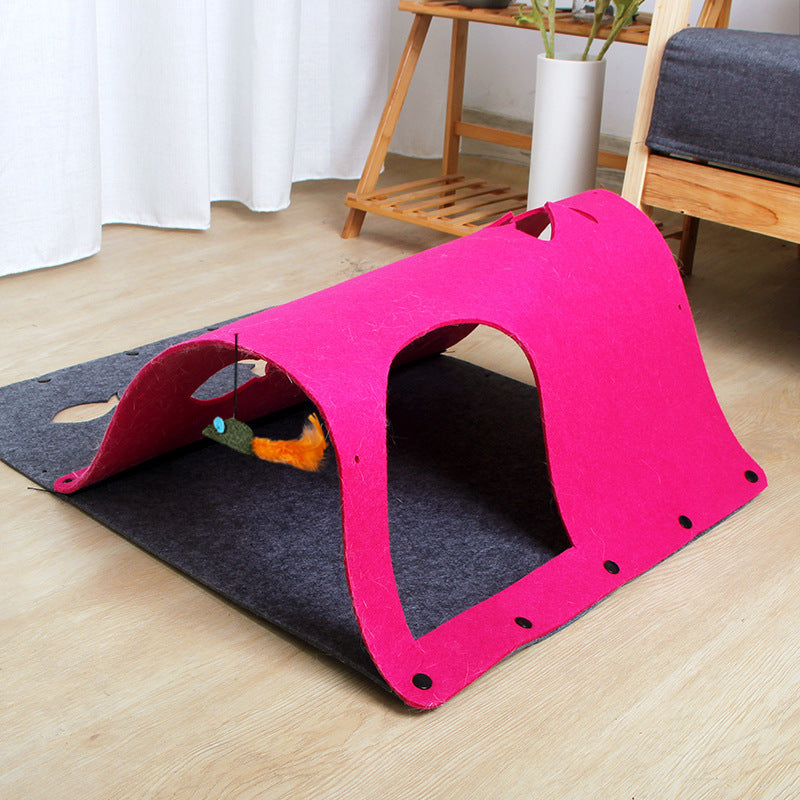 2-in-1 Cat Tunnel & Felt Nest House