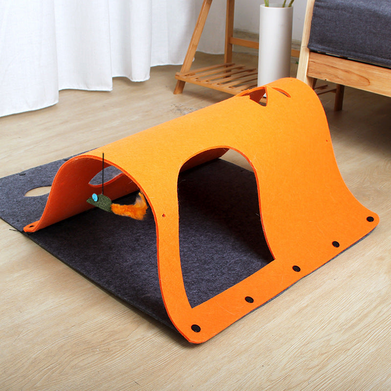 2-in-1 Cat Tunnel & Felt Nest House