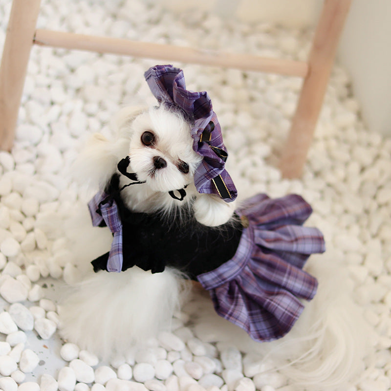 Plaid Bow Pet Dress