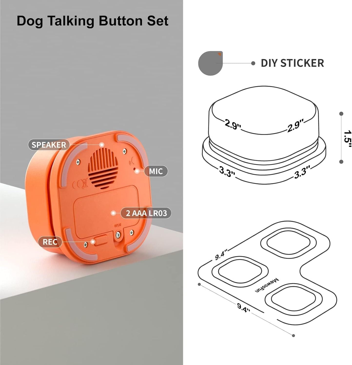 MEWOOFUN Pet Communication Buttons (3-Pack)