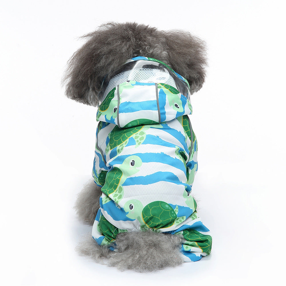 Pet Sound Dog Raincoat Four-legged Reflective Raincoat Pattern Dog Four Seasons Universal