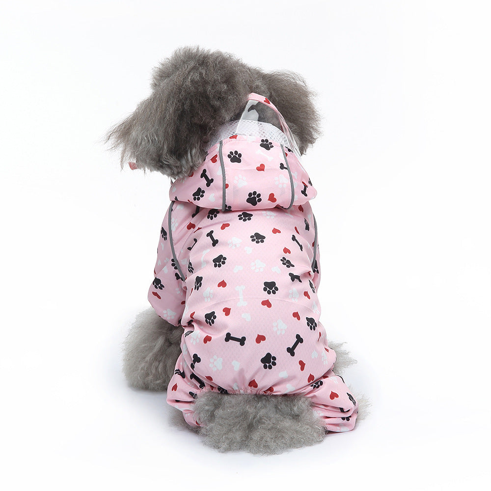 Pet Sound Dog Raincoat Four-legged Reflective Raincoat Pattern Dog Four Seasons Universal