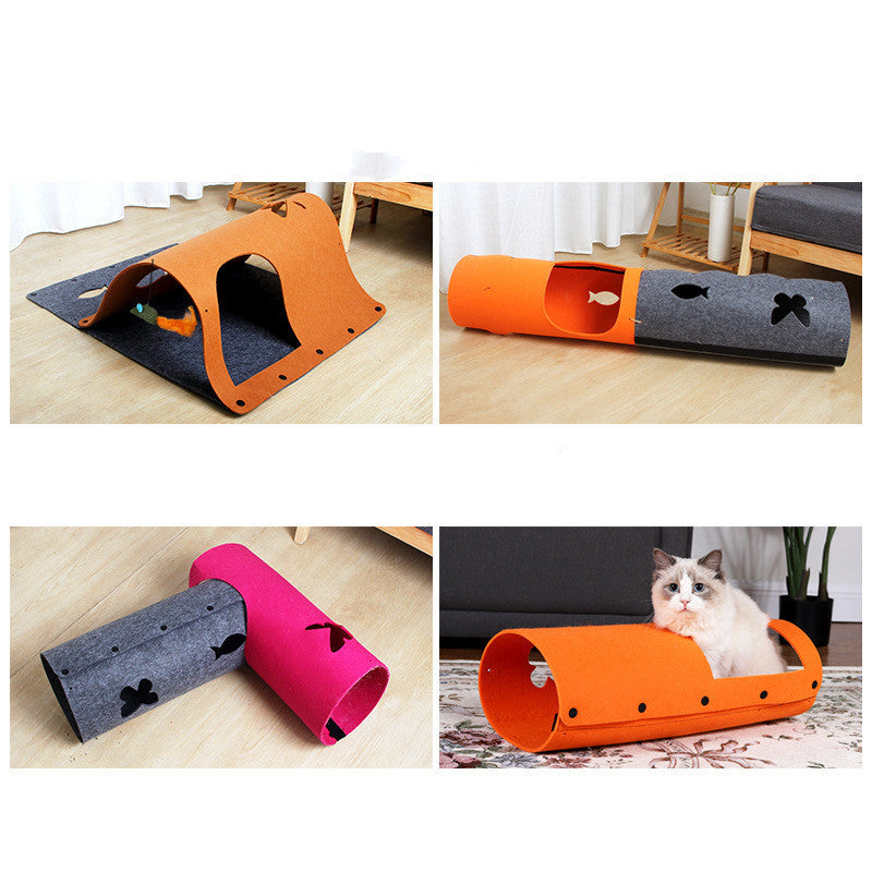 2-in-1 Cat Tunnel & Felt Nest House