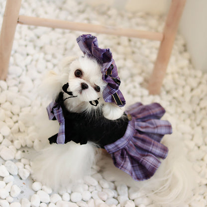 Plaid Bow Pet Dress