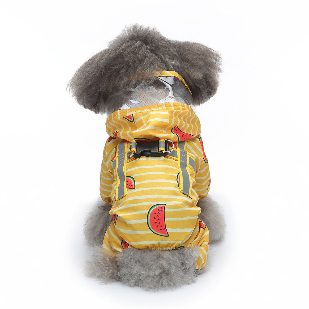 Pet Sound Dog Raincoat Four-legged Reflective Raincoat Pattern Dog Four Seasons Universal