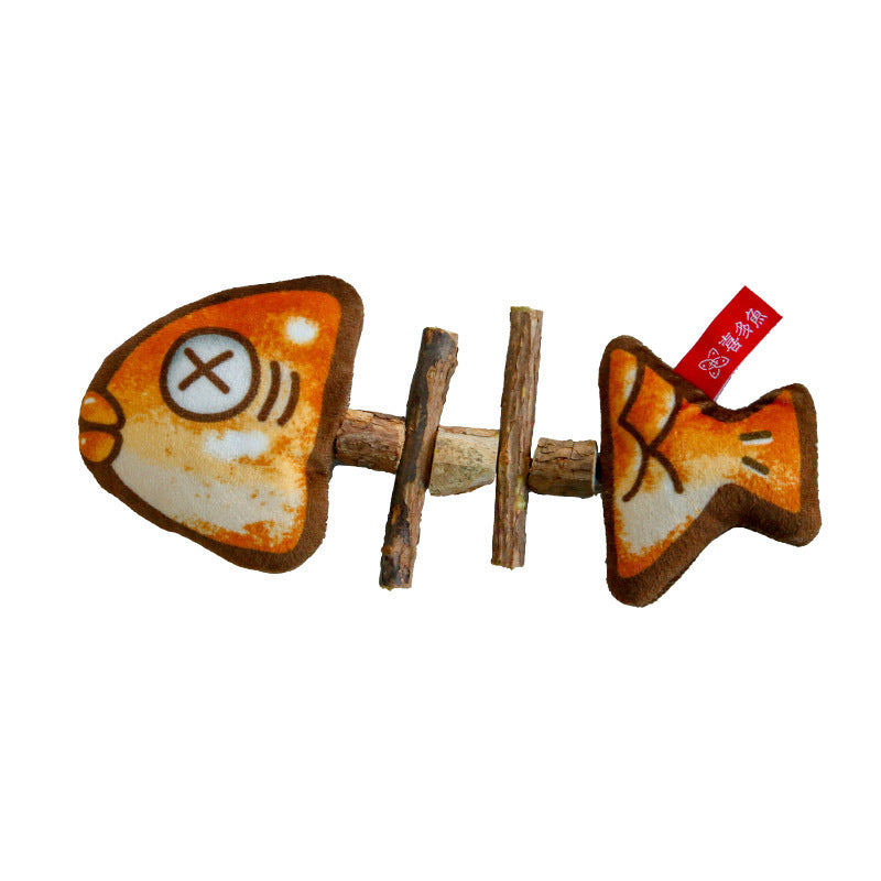 Wooden Fishbone Chew Toy for Cats