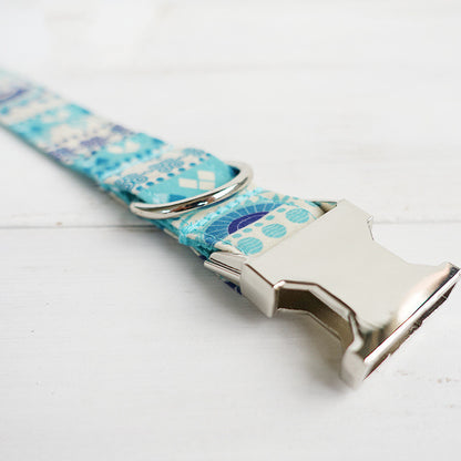Pet blue flower collar handmade dog collar
