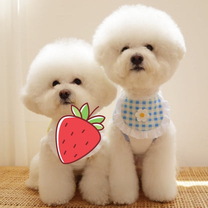 Cute Puppy Dog Plaid Flower Bib Pet Saliva Towel