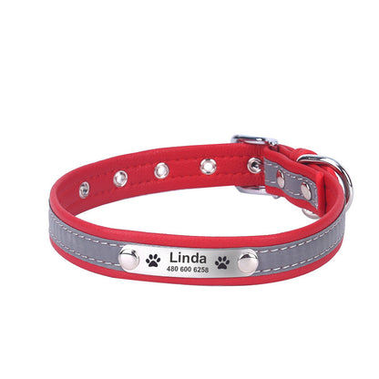 Reflective Lettering Collar Small And Medium Dog Collar Microfiber Soft Cat Collar