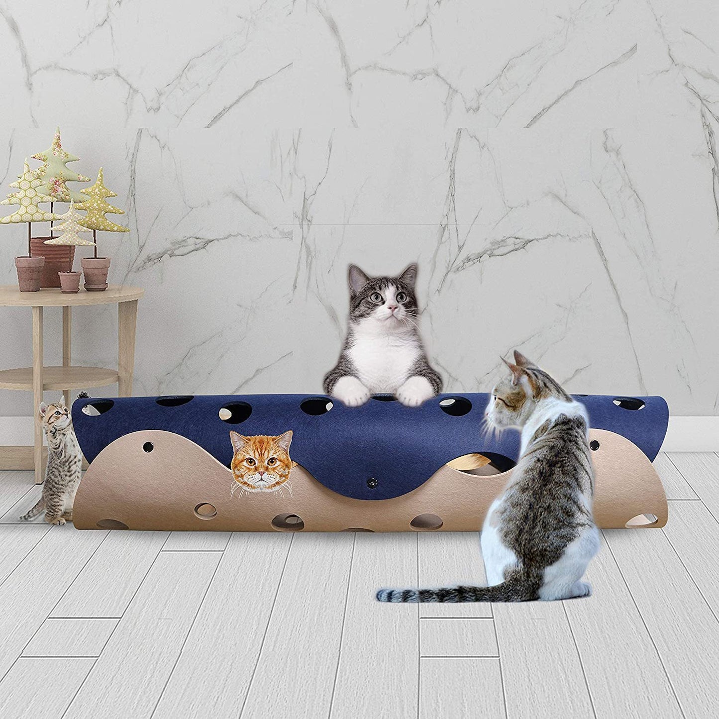 Collapsible Cat Tunnel with Pom Balls
