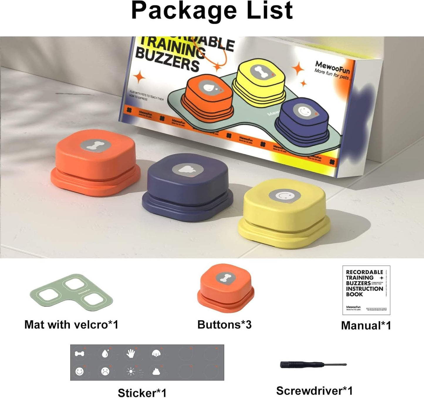 MEWOOFUN Pet Communication Buttons (3-Pack)