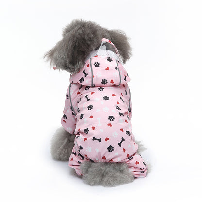 Pet Sound Dog Raincoat Four-legged Reflective Raincoat Pattern Dog Four Seasons Universal