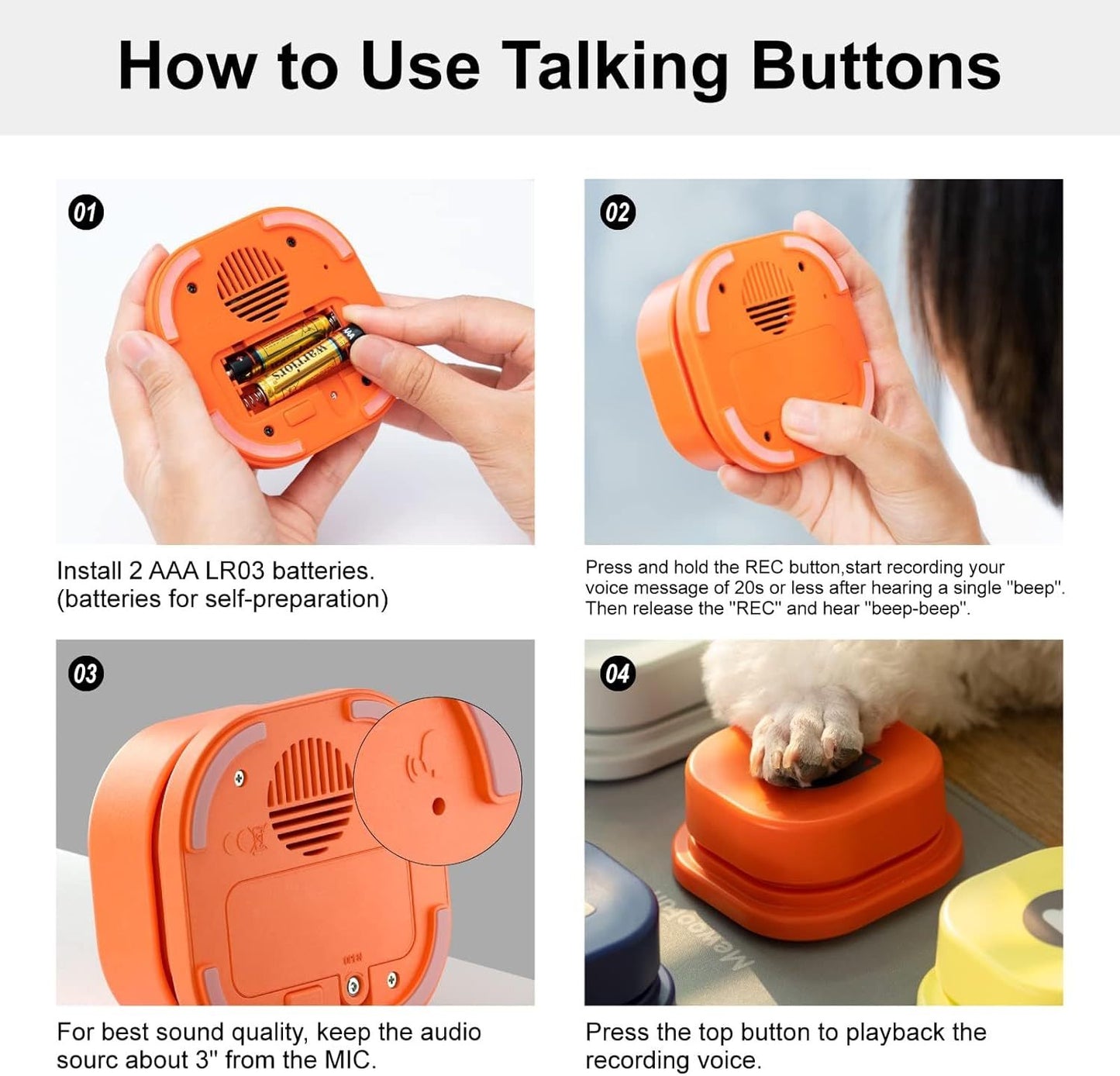 MEWOOFUN Pet Communication Buttons (3-Pack)